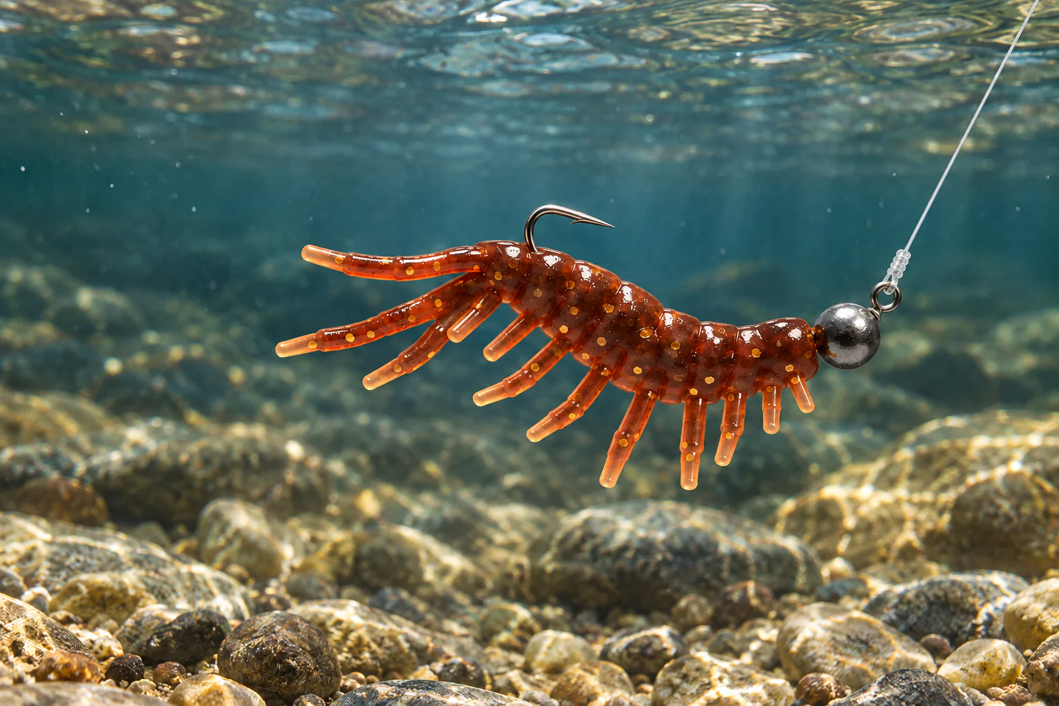 Gammarus на небольшом джиговом крючке для летнего микроджига